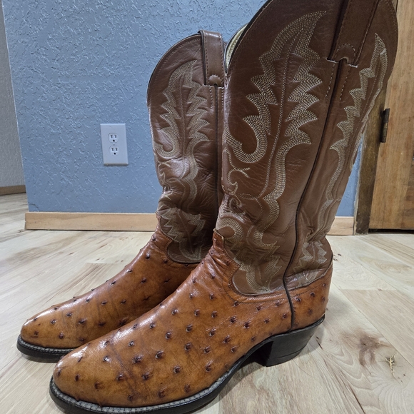 Justin Boots Other - Exotic Justin Vintage Cowboy Western Boots Ostrich Leather